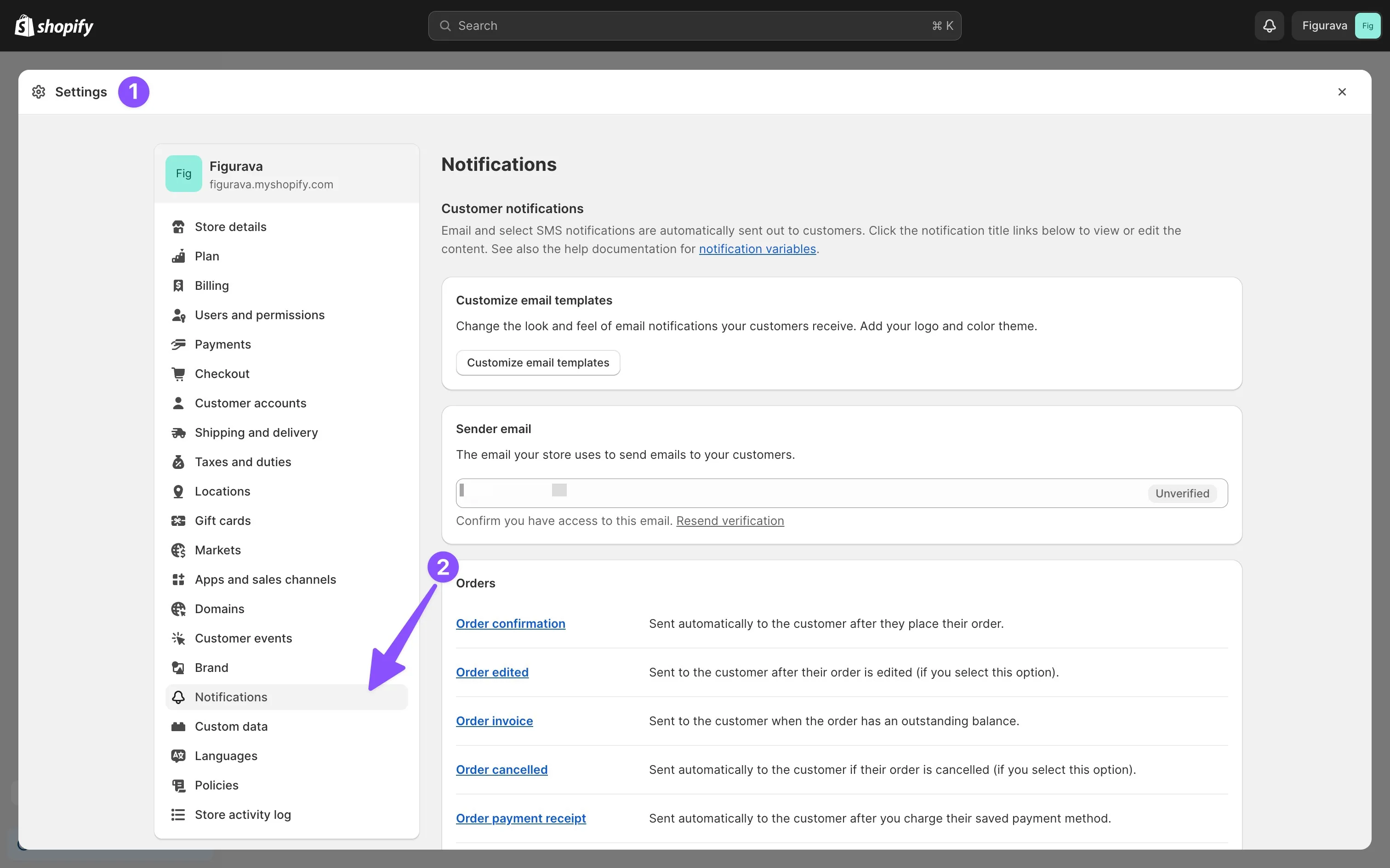 Click Notifications from Side Menu